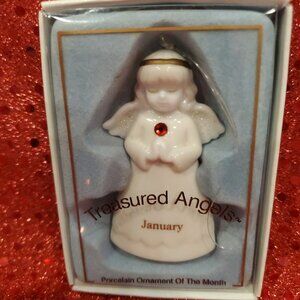 Treasured Angels January Birthday Porcelain Ornament ~ Garnet